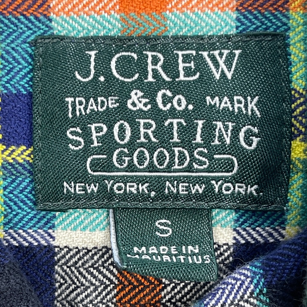 J.Crew Button Down Shirt Mens S Blue Plaid Sporting Goods Flannel Y2K Vintage - Picture 4 of 11